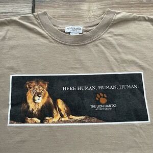 Vintage 90s MGM Grand Las Vegas Lion Exhibit Here Human VTG Shirt Mens L
